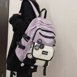 Backpacks New Contrast Women Student College Schoolbag Fashion Teenage Girl Backpack Large Capacity Female Book Bag Cute Brief Rucksack