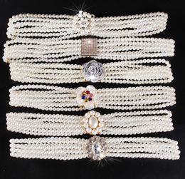 Women Beaded Belt Designer Belts Crystal Pearl Elastic Belt Width 32CM Fashion Casual Luxury Chain Belts For Female 12 Models7101610