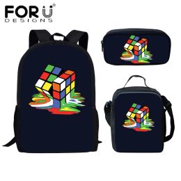 Bags Forudesigns Christmas Schoolbags Teenagers Rubik's Cube Pattern Large Capacity Student Backpack Boys Girl School Book Bag Set