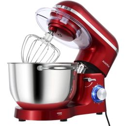 Mixers Stand Mixer,6.5QT 660W 6Speed TiltHead Food Mixer, Kitchen Electric Mixer with Dough Hook, 2 Layer Red Painting (6.5QT, Red)