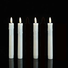 Candles 3/4/6/12 Pieces Warm White Light Short Flameless Decorative LED Taper Candles,7 Inch/17.5 cm Fake Plastic Realistic Candles