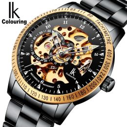 Kits IK Colouring Automatic Watch for Men Mechanical Wristwatches Luxury Skeleton Relogio Masculino Watches