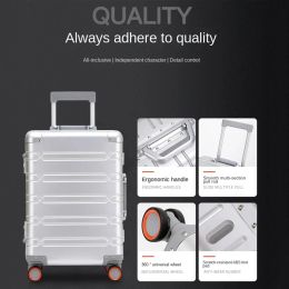 Luggage High Quality Senior Travel Luggage 100% Aluminummagnesium Alloy Material 20/24/26/28 Size Spinner Brand Travel Suitcase