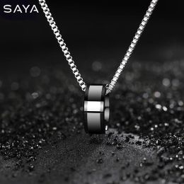 Necklaces Tungsten Carbide Pendants Chain Necklace for Men with HiTech Ceramic Scratch Proof Length 50/55/60CM, Engraving, Free Shipping