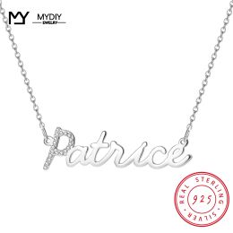 Necklaces 2022 Custom Hand Writting 925 Silver Name Necklace Shiny Full Zircon Pendant Necklaces Women Personalised Gifts for Mother's Day