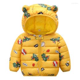 Down Coat 2024 Winter Kids Jacket For Boys Girls Cartoon Printed Ear-Cap Zipper Toddler Thick Warm Children Parkas