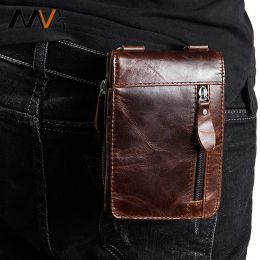 Wallets Mva Genuine Leather Waist Bag Men Fanny Pack Belt Bag Male Travel Phone Pouch Bags Men Wallet Waist Pack Bum Bag Man Purse Bolso