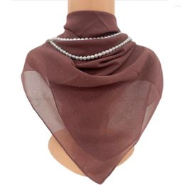 Scarves Solid Color Chiffon Square Scarf With Diamond Dots Simple And Breathable Women's Headscarf Shawl