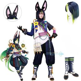 Anime Costumes Tighnari Cosplay Game Genshinimpact Tighnari Cosplay Come Wig Shoes Full Set Anime Sumeru Role Play Carnival Party Clothes Y240422