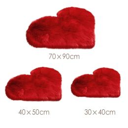 Rugs Furry Solid Colour Heart Rug Bedroom Bedside Floor Cushion Living Room Coffee Table Mat Fashion Home Decor AntiSlip Carpets