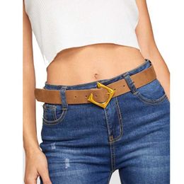 Waist Chain Belts New Trendy Womens Belts Versatile Simple Leather Gold Buckle Matte Belt Womens Jeans Dress Pants Belt Luxury Designer Brand Y240422