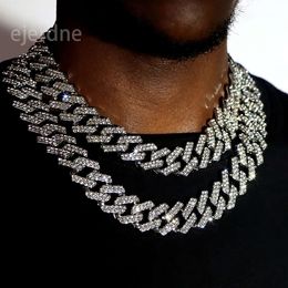 Iced Out Cuban Chain Necklace for Men Women Bling Rhinestones Choker Punk Hip Hop Jewelry Gift