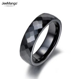 Bands JeeMango Trendy Black & White Cutting Ceramics Rings Jewelry Classic Wedding Engagement Rings For Women Anneaux Anillos JR18014
