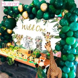 Party Decoration HUIRAN Green Balloons Arch Kit Safari Jungle Baloon Birthday Decor Kids Animal Garland Baby Shower