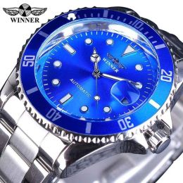 Kits Fashion Winner Luxury Brand Mechanical Business Automatic Watch For Men Rotatable Bezel Luminous Dial Full Stainess Steel Watch