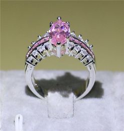 Brand Marquise Cut Pink Sapphire Jewellery White Gold Filled Wedding Engagement Band Ring for Women Bride Exquisite Gift Size 5105583109