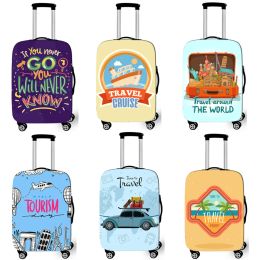 Accessories Tourism Print Suitcase Protective Cover Luggage Case Travel Accessories Elastic Luggage Dust Cover Apply To 18''32'' Suitcase