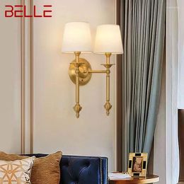 Wall Lamps BELLE American Brass Lamp Indoor Living Room Bedroom Bedside Retro Villa El Corridor Hallway Lampl
