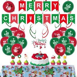 Party Decoration Merry Christmas Happy Year Banner Flag Cake Balloon Set