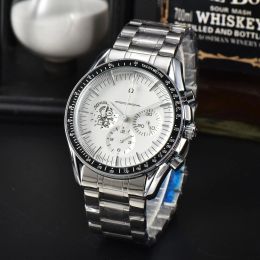 Multifunction OMG Men designer Luxury Moonlight Series Full Function Quartz Watch Timing Running All dial work Waterproof mens Watches StrapThree Eyes Sapphire