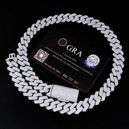 Popular Jewellery Iced Out 925 Sliver Cuban Link High Quality Moissanite Diamond Hip Hop Men Cuban Chain Necklace