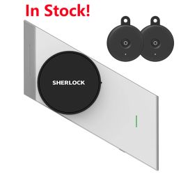 Control Silver Sherlock S2 Smart Lock Home Keyless Lock Easy to Attach Smart Electronic Lock Wireless App Phone Control With 2PCS Keys