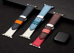 iwatch1 2 3 4 5 6 SE leather strap suitable for Apple Watch straps Stainless steel butterfly buckle bracelet 3840mm 4244mm Watch9997313