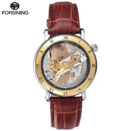Kits FORSINING Men Watches Luxury Top Brand Leather Automatic Mechanical Watch Black Color Relogio Masculino