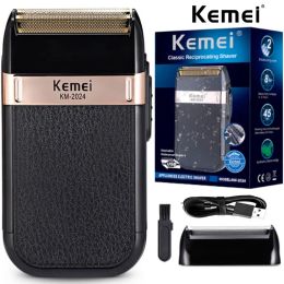 Shaver Kemei Km2024 Powerful Rechargeable Shaver for Men Waterproof Electric Shaving Hine Bald Head Electric Razor with Extra Mesh