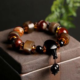 Bracelets Ethnic Natural Agate Men's Bracelets Resin Charom Handmade Beaded Bracelet Fine Jewelry Accessories Gifts for Boyfriend YBR439