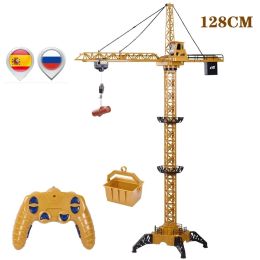 Cars New 2023 Upgraded Version Remote Control Construction Crane 6CH 680 Rotation Lift Model 128CM 2.4G RC Tower Crane Toy For Kids