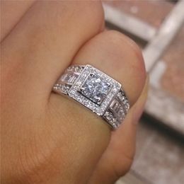 Wedding Rings Vintage Bling Crystal Filled Silver Colour For Men Fashion Jewellery Gift Ring Size 5-12249v