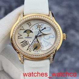 AP Racing Wrist Watch Millennium Series 77315OR Original Diamond 18K Rose Gold Material White Fritillaria dial Date Dynamic Storage Moon Phase Display