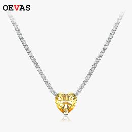 Necklaces OEVAS 100% 925 Sterling Silver Heart High Carbon Diamond Pendant Necklace For Women Sparkling Wedding Party Fine Jewelry Gift