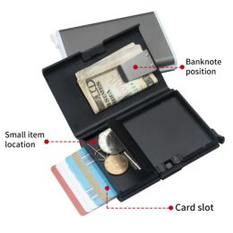 Holders Business Metal Credit ID Card Case Pop Up Cardholder Slim Aluminum Minimalist Wallet RFID Bank Key Card Holder Coin Purse Men