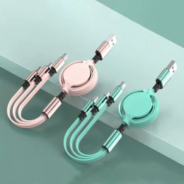 3 in 1 Retractable USB Cable for IPhone Charger Fast Wire Charging for Android Phone Type C Micro USB Cable For Samsung Xiaomi