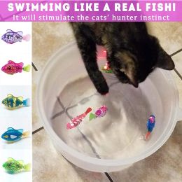 Toys Cat Interactive Electric Fish Toy Water Cat Toy for Indoor Play Swimming Robot Fish Toy for Cat and Dog with LED Light Pet Toys