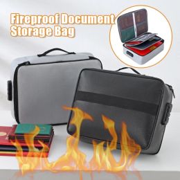 Bags Large Capacity Document Storage Bag Threelayer Fireproof Material Fire Resistant Storage Bag Lockable Waterproof