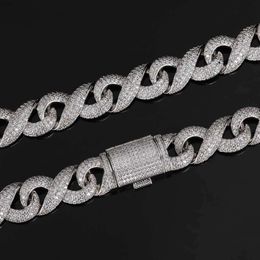 Hip Hop Jewellery Iced Out Vvs Moissanite Cuban Link Chain 15mm 925 Sterling Sliver Infinity Cuban Link Necklace