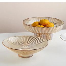 Plates Nordic Transparent Glass Fruit Plate Light Luxury Style Creative Living Room Home Coffee Table Snack Display