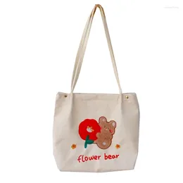 Shopping Bags Corduroy Tote Bag Cute Bear Shoulder Women Hand Storage Pouch