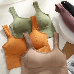 Camisoles & Tanks Crop Tops For Women With Built In Bras Seamless Wire Free Comfortable Sexy Padded Support Yoga Workout Sports Cropped