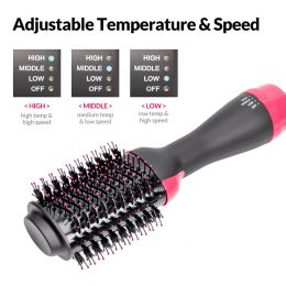 Dryer One Step Hair Dryer and Volumizer Round Hot Air Brush 3 in 1 AntiScald Negative Ion Hair Straightener Brush Comb Curler Styler
