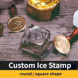 Embossing Custom Logo Ice Stamp Customized Brass Embossing Design Wax Clay Seal Stamps Cooktail Bar Logo DIY stamping tools Craft Molds