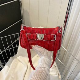 women Y2K Peach Heart Butt Leather Handbags Girl Alligator Pattern Underarm Handbags Heart Pin Buckle Fi Girls Shoulder Bag v9qq#