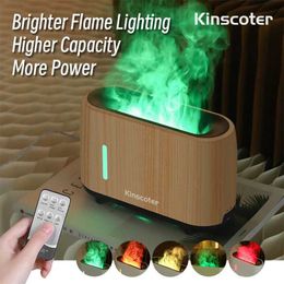 Humidifiers Kingscotter 240ml Flame Air Humidifier Electric Color Flame Essential Oil Aromatic Diffuser with Remote Control Cool Gift Y240422