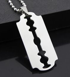 5pcs Stainless Steel Razor Blades Pendant Necklaces Men Steel Male Shaver Shape Necklace geometric Wife gift3395306