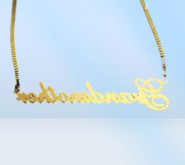 Gold Filled Long Box Chain Custom Name Choker Necklace Women Men Personalized Bridesmaid Christmas Gift Nameplate Collar Mujer224Z1567864