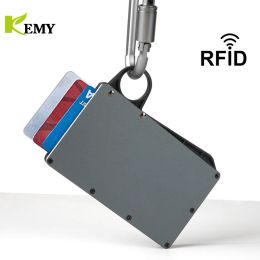 Holders Kemy Anti Rfid Metal Bank Credit Card Holder Men Minimalist Wallets Slim Thin Tactical Business ID Cardholder Case Male Purse
