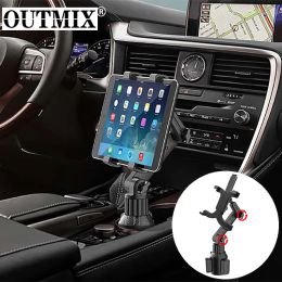 Stands OUTMIX 713 inches Car Cup Holder Tablet Stand Automobile Mount Cradle for iPad Pro 12.9 Air 2019 Mini 4 for Samsung tab S7 plus